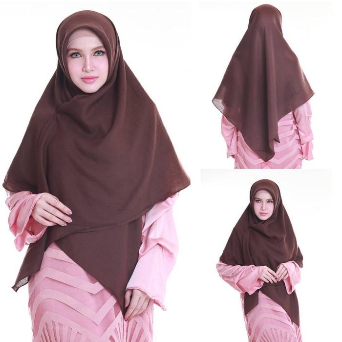 Hijab Saudia Umama Jumbo Segi Empat Syari Kerudung Muslimah Square – Jilbab Katun Voal Tebal Lembut 
