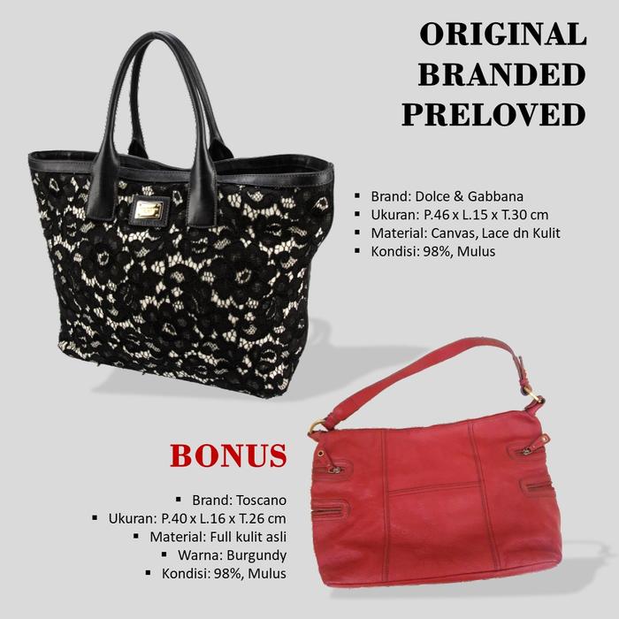 Tas Wanita Authentic Dolce Gabbana Preloved BONUS Tas Toscano Full Kulit Preloved