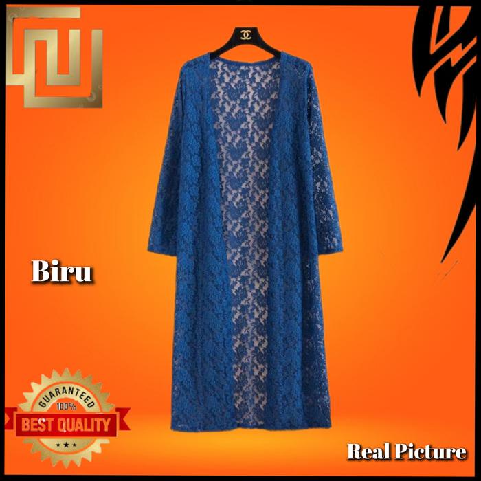 Cardigan Brukat Wanita Loxema Cardi Korea Style Biru Navi