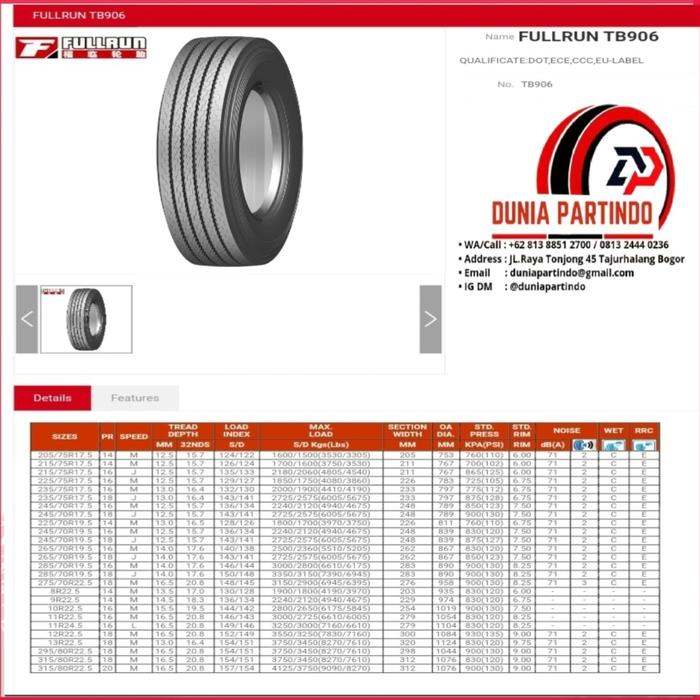 Ban Crane, under Triller 285/70 R19.5 18PR DOT24 ,Chat Diskon Harga&Stok