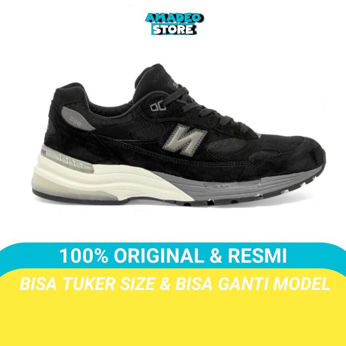 Sepatu nb 992 balance Black Grey White / sneakers pria