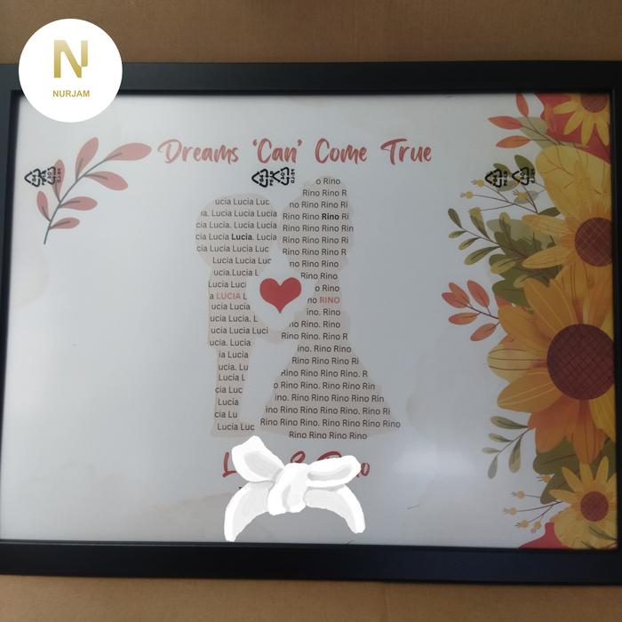 Kado Bingkai Frame A3 30x40cm LM Emas dari Mika Plastik Desain Custom
