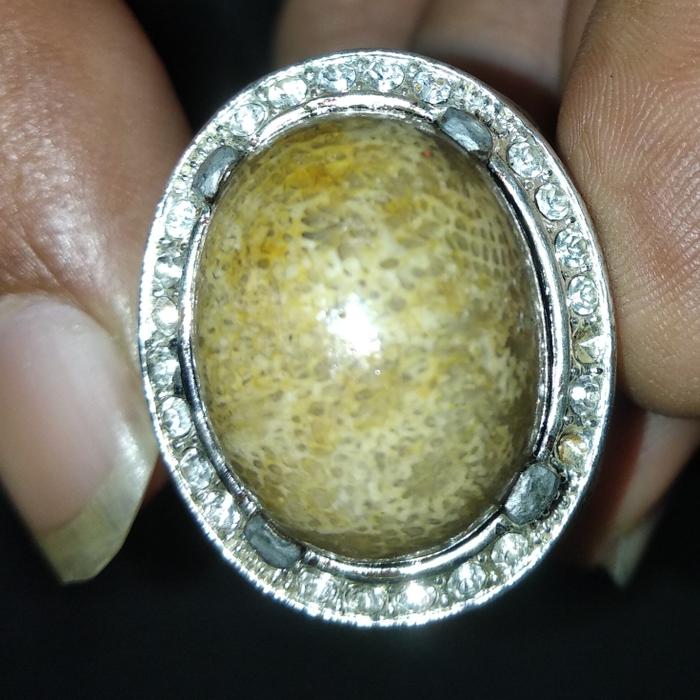 Cincin batu akik lipan motif binatang atau teratai