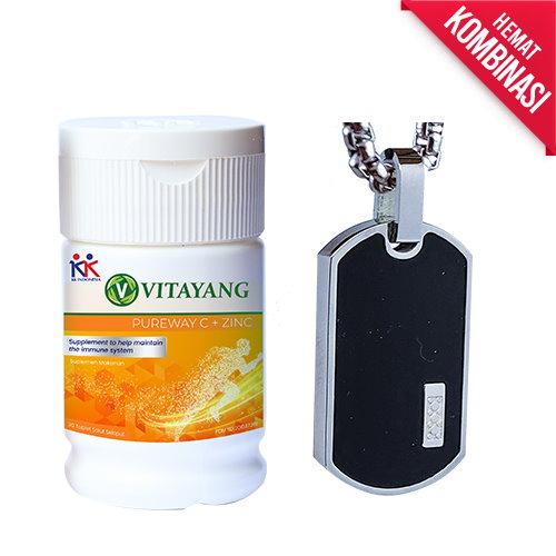 Kalung KK Liforce Black Millennial + Vitayang PWC+Zinc - KK Liforce + SGF150Tab & Vitayang PWC+Zinc