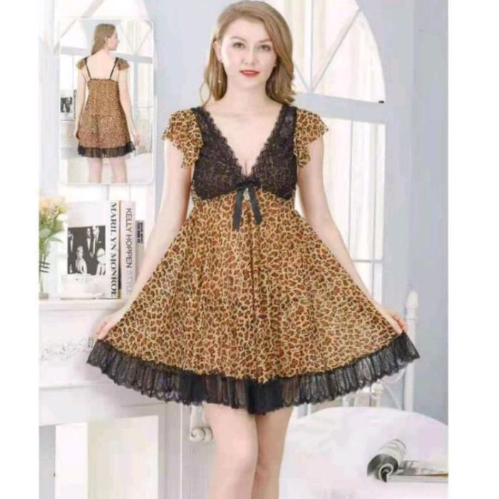 Lingerie Premium Babydoll motif macan sexy-baju tidur jumbo allsize