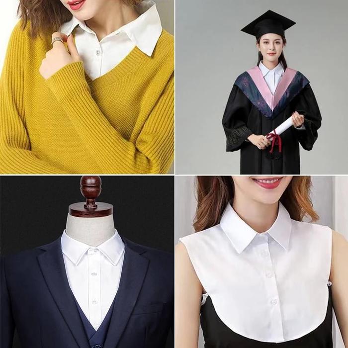 Kerah kemeja palsu Unisex wanita pria/Hitam/Putih