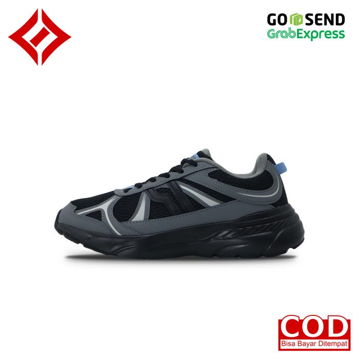 SEPATU SNEAKERS SPORT CASUAL PIERO JOGGER V54 BREAKER CHARCOAL BLACK GREY / HITAM ABU - ABU / SEPATU