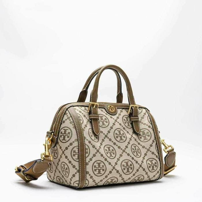 TB T Monogram Jacquard Barrel Bag