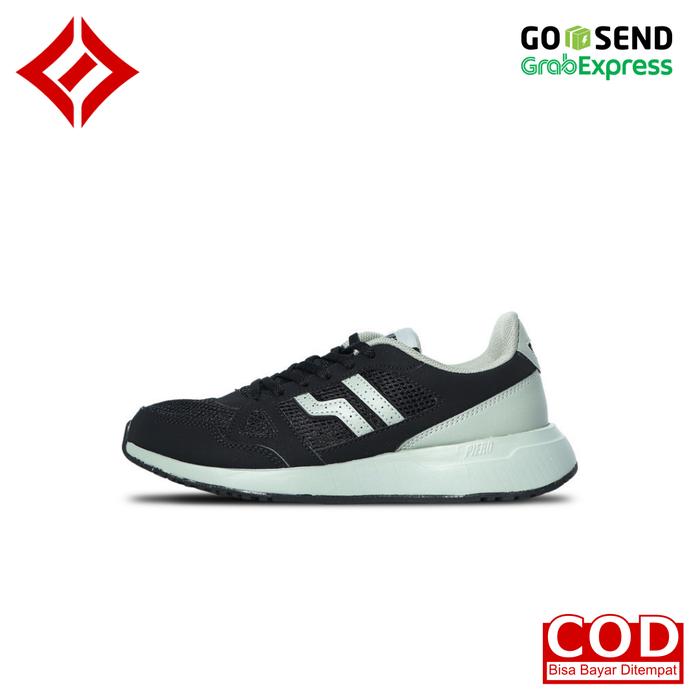 SEPATU SNEAKERS SPORT CASUAL PIERO RUSHER BLACK ROCK GREY / DARK GREY WHITE / HITAM ABU - ABU TUA PU