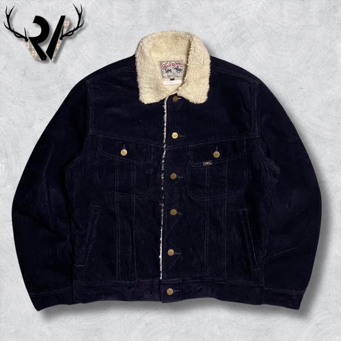 Lee Strom Rider Trucker Corduroy Sherpa Jacket Casual Vintge Jaket