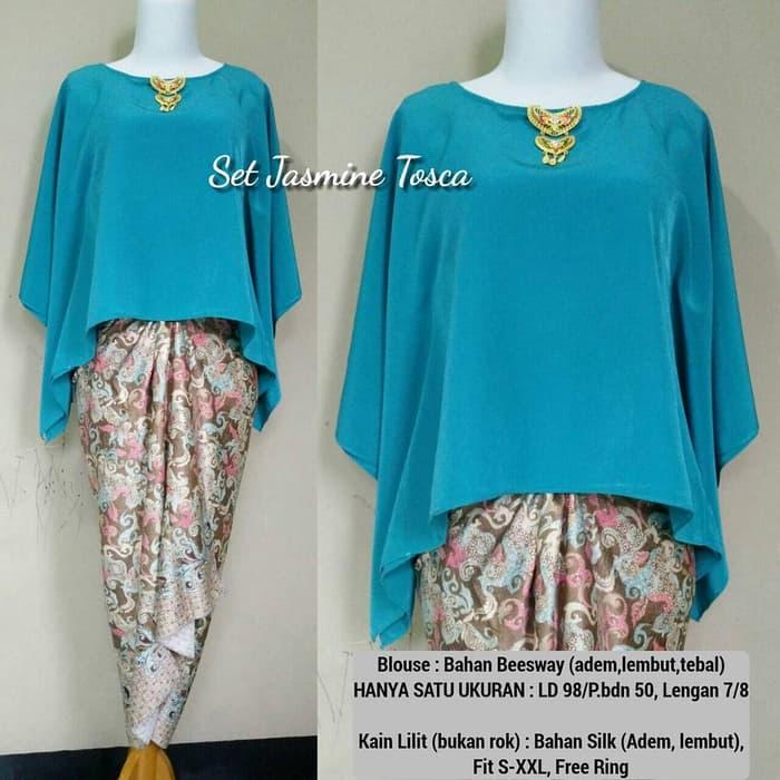 Kebaya Modern Batwing Biru Tosca