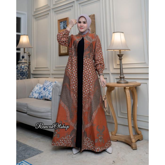 BAJU GAMIS BATIK PESTA KOMBINASI JETBLACK DRES BATIK KONDANGAN GAMIS SERAGAMAN PESTA