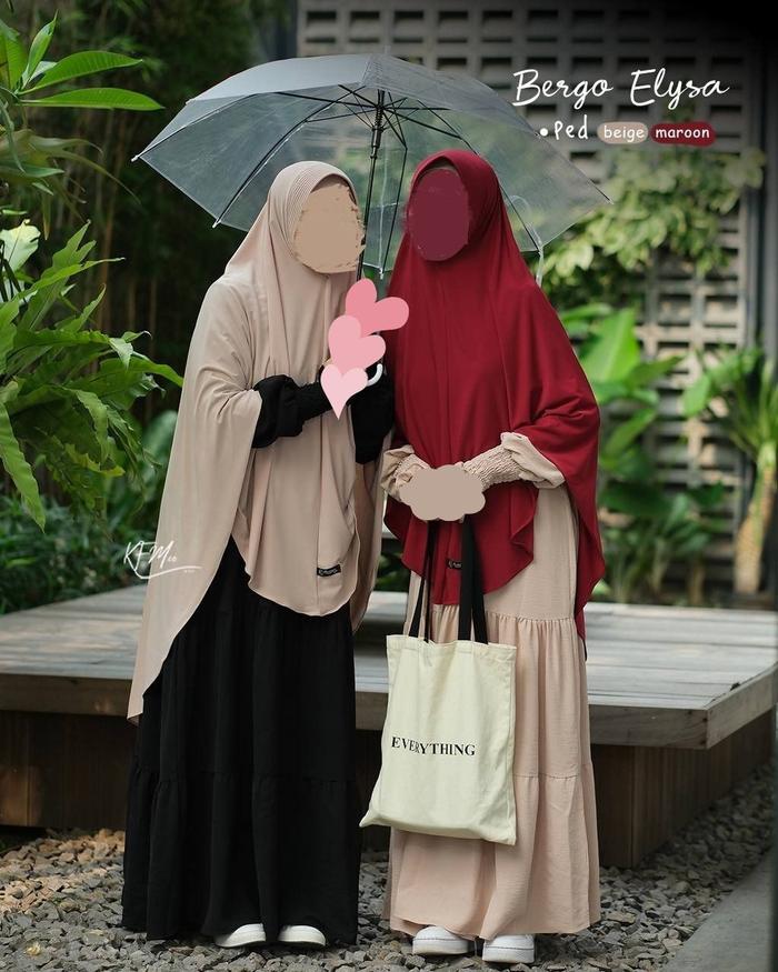 [READY] Khumaira | Elysa Bergo Kerudung Khimar Jilbab Daily Instan Syari | Pad Antem | Beige (Cream)