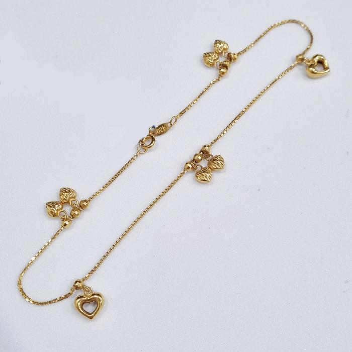 9K / 2.95 gr / 26 cm - Gelang Kaki Emas Italy Hati Kadar 42% 420 - PJ