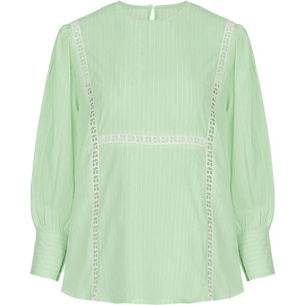 BENANG JARUM Blus Bergaris Alice - Hijau Mint