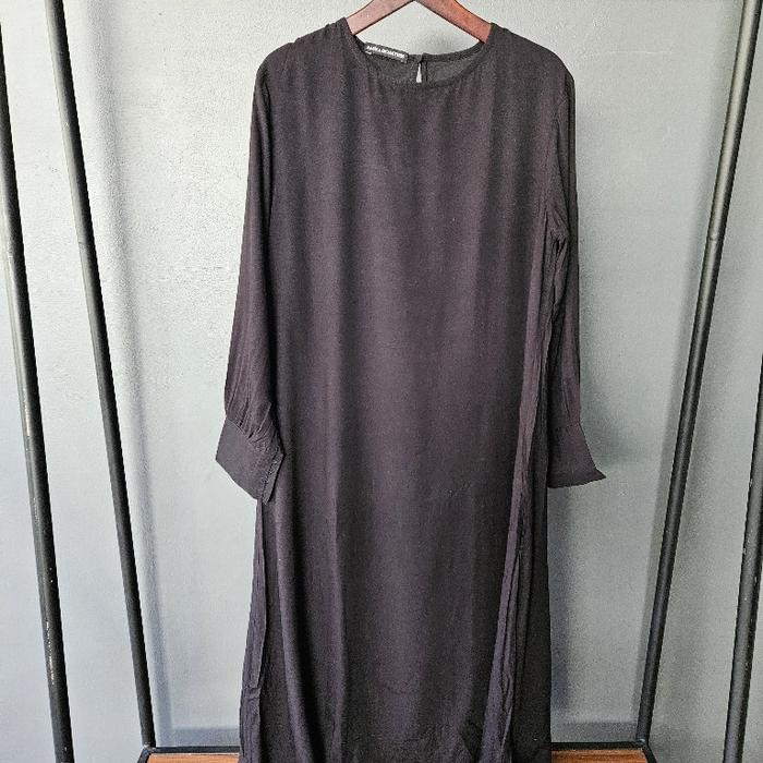 Gamis Panjang Katun Rayon Hitam LD 102cm panjang 130cm Lezahrasignature Black Long Dress Cotton