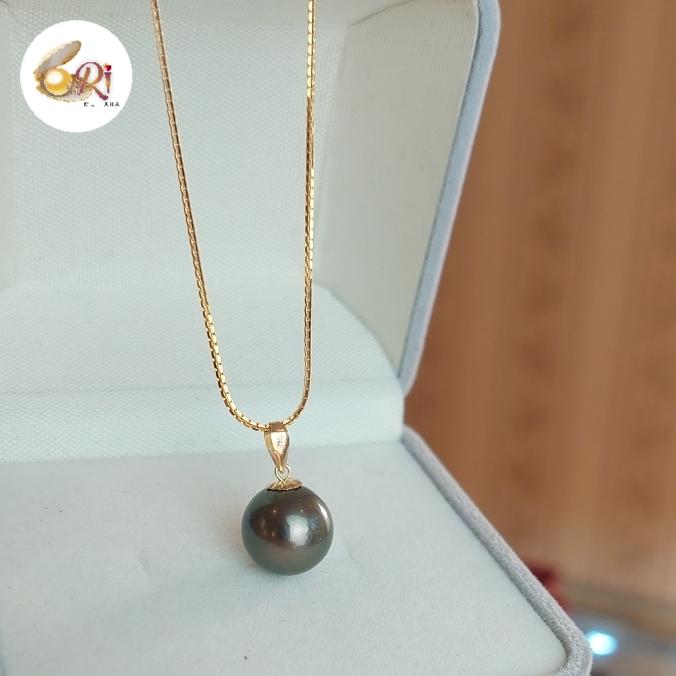kalung emas 16 karat liontin 18 k mutiara laut tahitu grade AAA