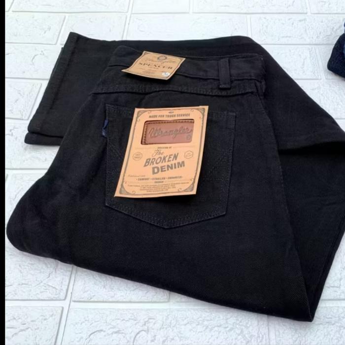 celana panjang jeans pria standar wangler warna hitam original size 28-38