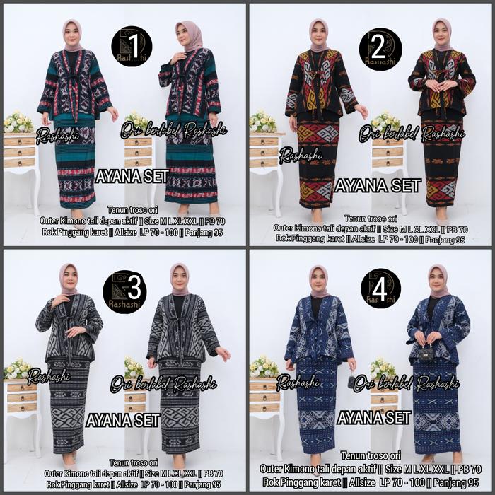 AYANA SET setelan wanita Tenun troso ori set rok kantor wanita motif etnik one set outer kimono