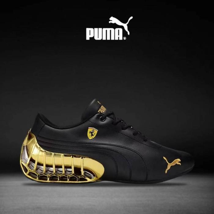 SEPATU PUMA ROMA x FERRARI - BLACK GOLD