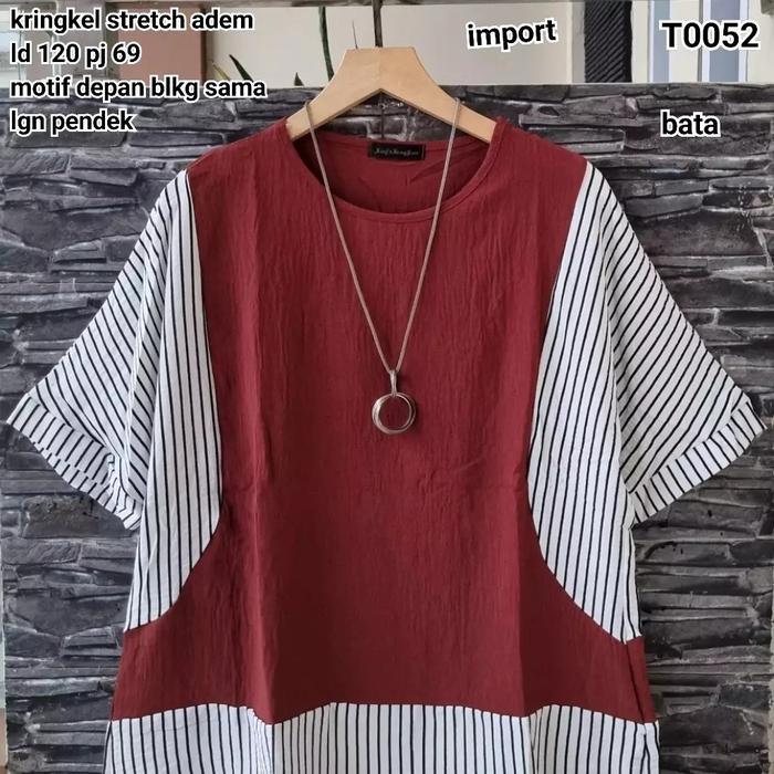 atasan crinkle stret ld 120 navy, putih, bata, choco (T0052)