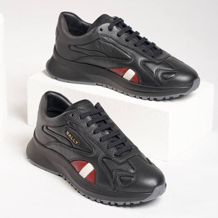 Bally Dewy Sneakers Pria - Sepatu Kulit Sapi Kasual - Hitam