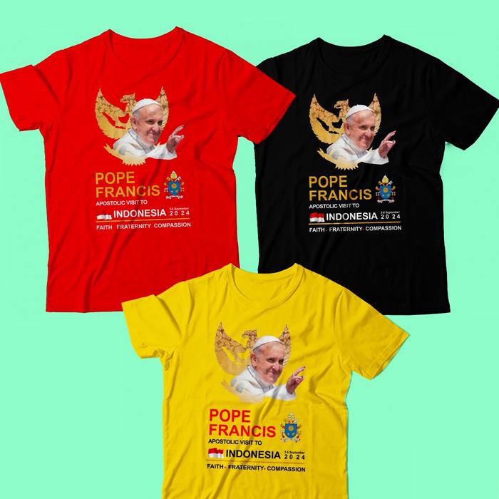 Kaos paus Fransiskus / kaos kunjungan paus ke Indonesia / kaos paus couple / FREE design