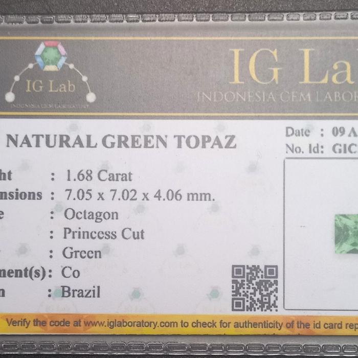 Natural Green Topaz  - Brazil