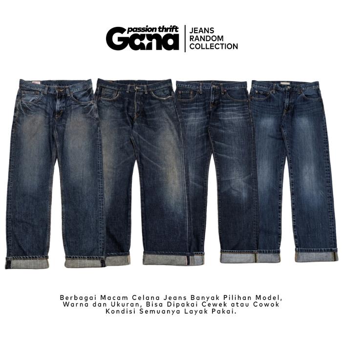Celana Jeans Denim Pants Branded Selvedge Washed Fading Distress Vintage Celana Panjang Blue Jeans P