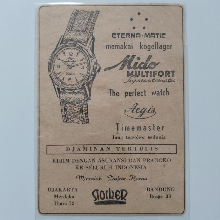 Potongan Kertas Iklan Kuno Lawas Jadul Arloji Mido Aegis 1950-1960 an - YN1800