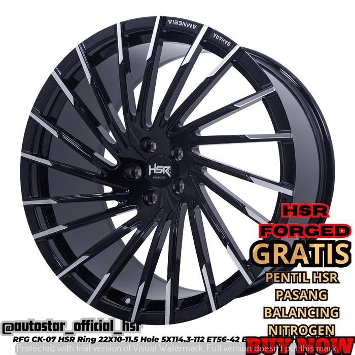 velg hsr forged hsr ck07 R22 Pcd 5X114,3-5X112 lebar 10/11,5 offset 56/42 black polis pass buat mobi
