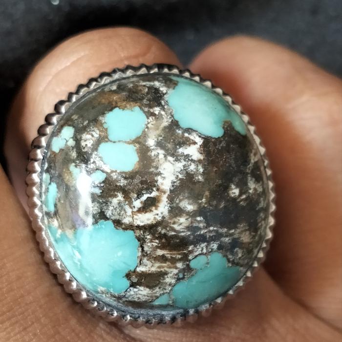 Pirus Persia matrix Monel handmade uk 19 pirus Persia biru ceplok pirus Iran bukan pirus Hubey pirus