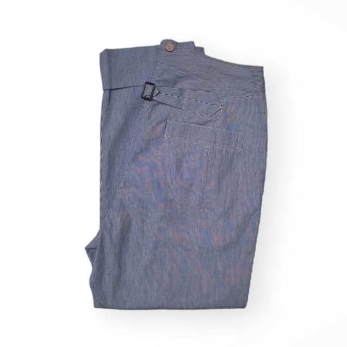 A. Blue Garment by Aspesi Garment Stripped Buckle Pants / Wabash Hickory Pants
