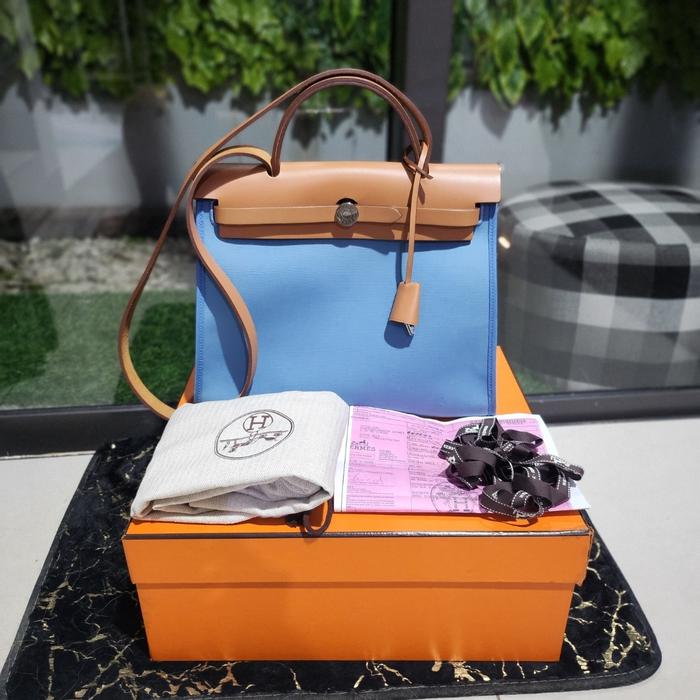Hermes Herbag 31 Blue Izmir #O 2011