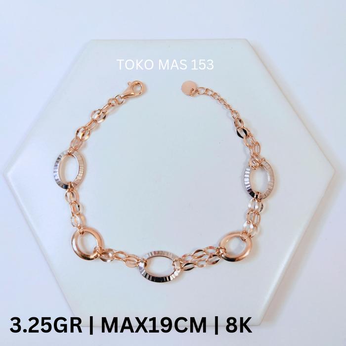 Gelang Rantai Oval Kombinasi sambung Rantai Double Emas Asli Kadar 375