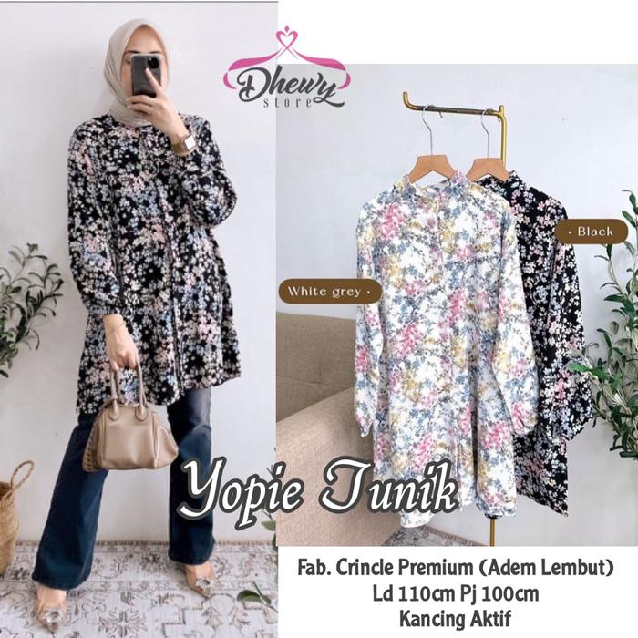 YOPIE TUNIK BAHAN CRINCLE IMPORT ALLSIZE FIT XL-XXL