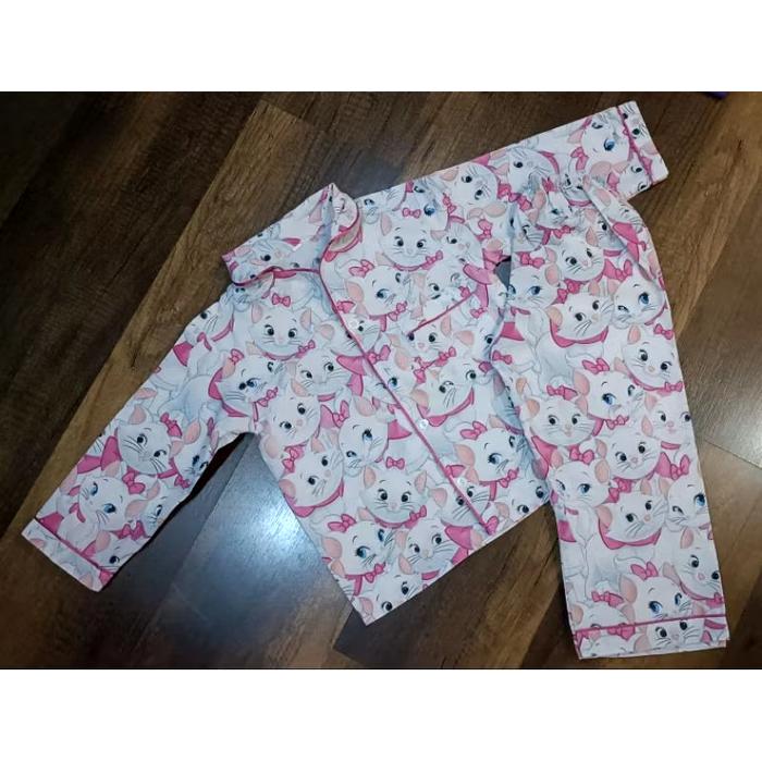 Preloved baju tidur Piyama pajamas motif kucing