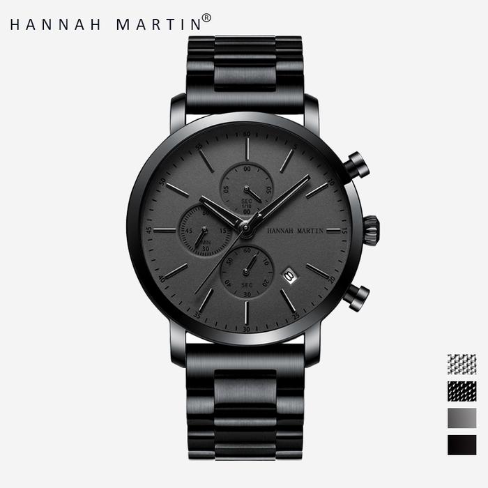 GRATIS KOTAK Jam tangan Pria Hannah Martin 109G 109W 46mm Krono aktif Original anti karat water resi