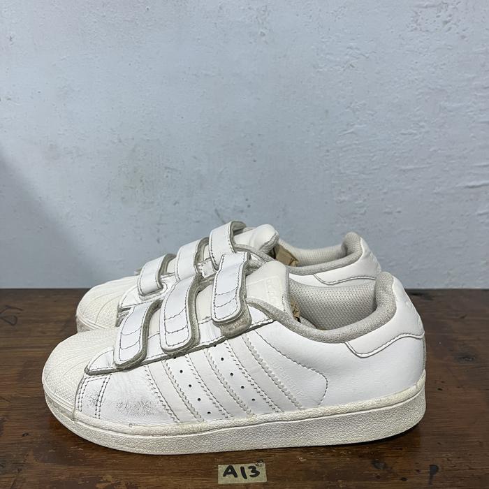 Sepatu anak second ori adidas superstar full white size 33