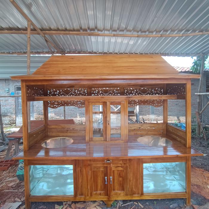 gerobak mie so ukir kayu jati
