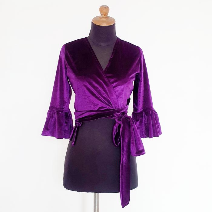 Purple Velvet  Crop Top / Atasan blus beludru