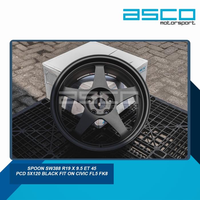 Spoon SW388 R19 x 9.5 ET 45 PCD 5x120 Black Fit On Civic FL5 FK8