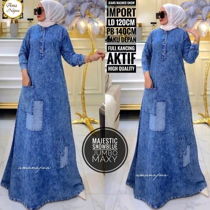 Gamis Jeans Majestic Jumbo Maxy LD 120 By Ama Najwa