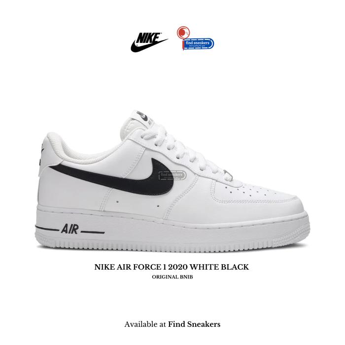 Sepatu Sneakers Pria NIKE AIR FORCE 1 '07 WHITE BLACK 2020 BNIB