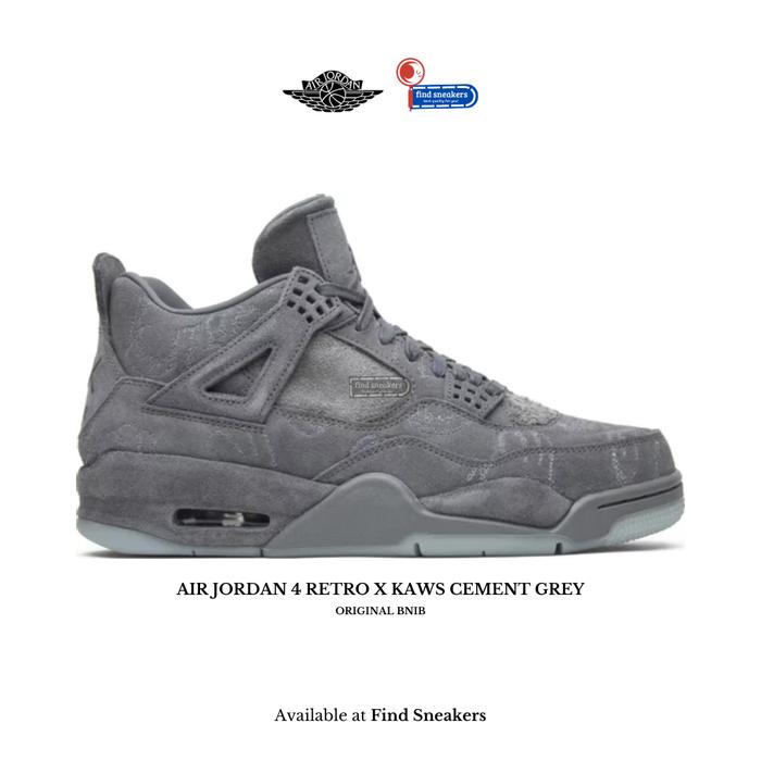 Sepatu Sneakers Pria NIKE AIR JORDAN 4 RETRO X KAWS CEMENT GREY ORIGINAL BNIB