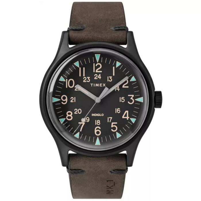 Jam tangan Timex Men Watch MK1 Quartz Black Stainless Steel Case Brown Strap TW2R96900