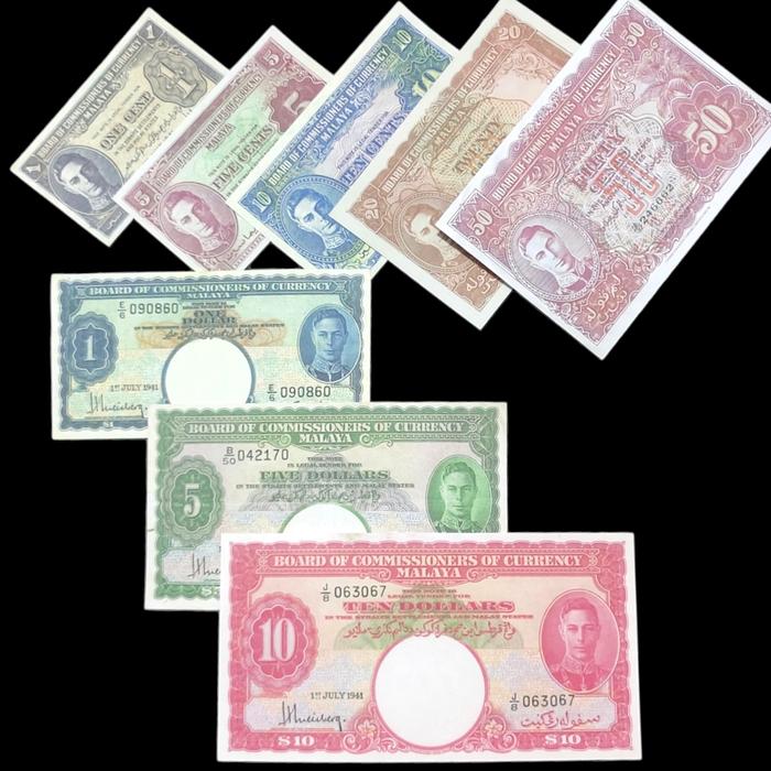 Set Uang Kuno Dollar Ringgit Malaya George VI (1941) Replika