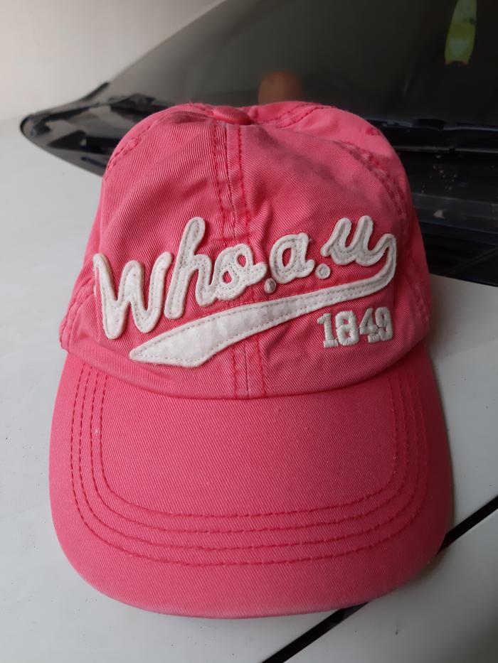 Topi Who.A.U warna Pink Big Script Patch Bordir 1849 Made in Korea
