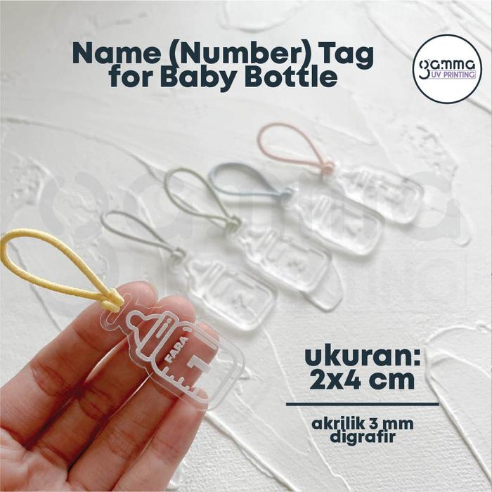 Custom Akrilik Tag Botol Susu Bayi / Acrylic Tag Label Nama Asi