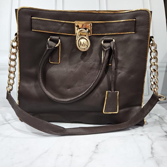 Preloved MK Hamilton Large Espresso Leather Auth